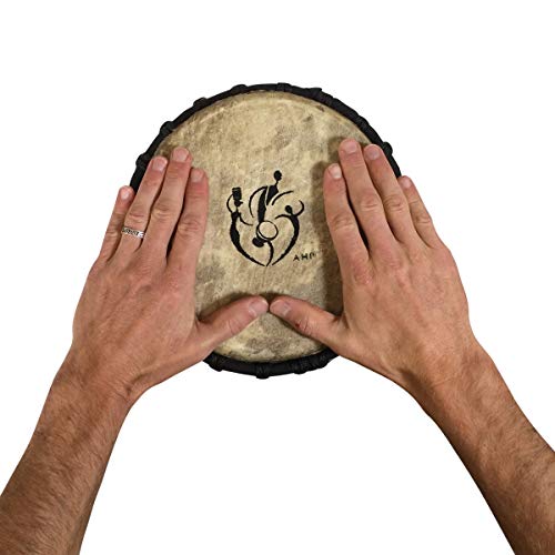 Classic Heartwood Djembe Drum - 9"x 18", Hand-carved, Solid-wood, Goat-skin, from Ghana - WoodArtSupply