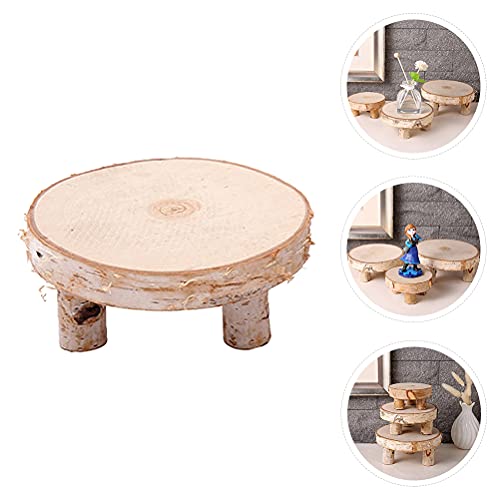 PartyKindom 1Pc Solid Wood Ornaments Candle Holder Wood Slice Table Fruit Tray Cake Stand Wooden Serving Tray Potted Plant DIY Unfinished Wooden PartyKindom