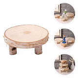 PartyKindom 1Pc Solid Wood Ornaments Candle Holder Wood Slice Table Fruit Tray Cake Stand Wooden Serving Tray Potted Plant DIY Unfinished Wooden PartyKindom