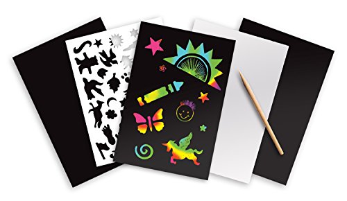 Melissa & Doug Scratch Art Activity Kit: Rainbow - 4 Boards, Stencil Sheet, Wooden Stylus Melissa & Doug