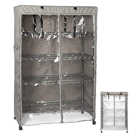 YLOVAN Storage Shelf Cover Wire Rack Shelving Dust Protective, Fits Racks 36''Wx14''Dx54''H One Side See Through Panel (Cover only) YLOVAN