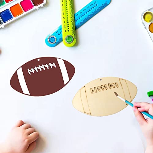 Honbay 24PCS Unfinished Football Wooden Cutouts Sports Theme Wood Discs Slices with Twines for DIY Crafts Home Decoration Craft Project - WoodArtSupply