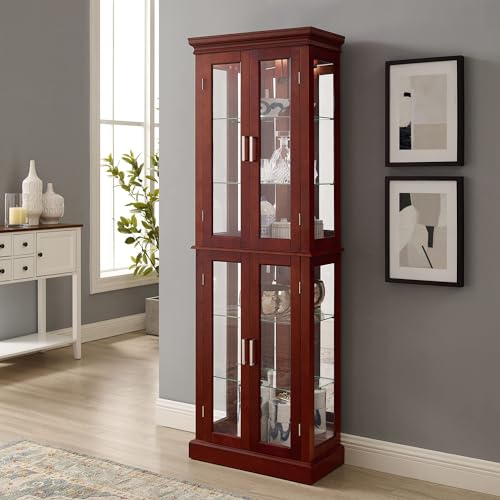 KeDiDo 70" Modern Curio Cabinet with Glass Doors and 6 Adjustable Shelves - WoodArtSupply