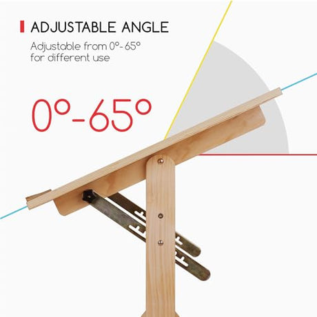MEEDEN Wood Drafting Table & Stool Set,Artist Stool and Craft Table with Adjustable Height,Tiltable Tabletop for Artwork, Graphic Design, Reading, MEEDEN