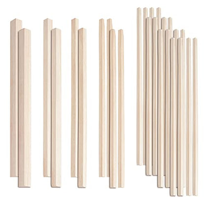 OLYCRAFT 26Pcs Triangle Wood Sticks 5 Sizes Unfinished Wooden Strips Triangle Dowels Strips Wooden Triangle Dowel Rod Natural Wood Triangle Sticks