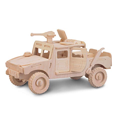 Puzzled 3D Puzzle H1 Truck SUV Wood Craft Construction Model Kit, Fun Unique & Educational DIY Wooden Army Toy Assemble Model Unfinished Crafting