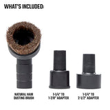 CRAFTSMAN CMXZVBE38785 1-1/4 in. Natural Hair Dusting Brush Wet/Dry Vac Attachment with 1-7/8 in. and 2-1/2 in. Adapters Craftsman