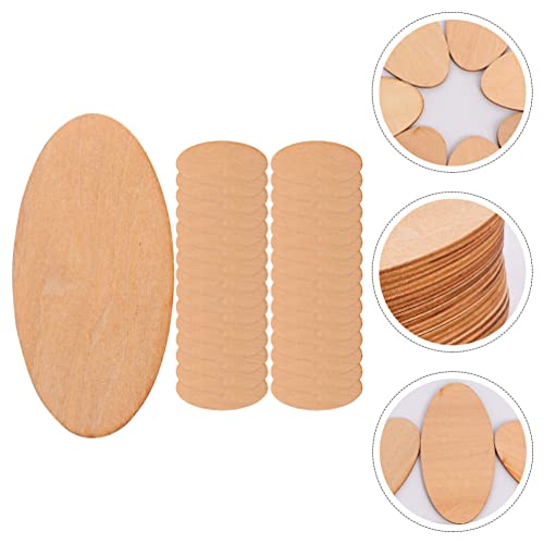 TEHAUX 50pcs Oval Wood Chips Unfinished Wood Chip Wood Slices for Centerpieces Oval Wood Slices Rustic Wooden Cutout Wood Craft Material Blank Wood TEHAUX