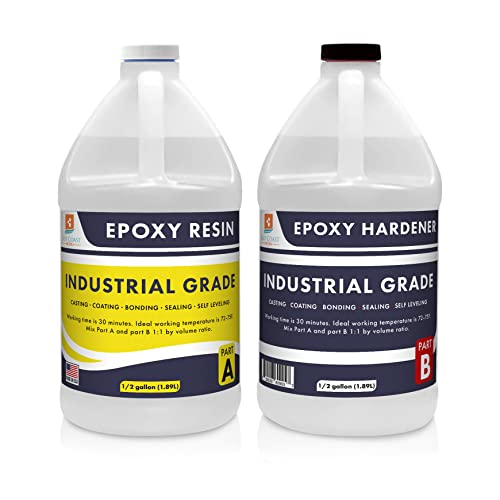 Epoxy Resin 1 Gallon Kit Industrial Grade | Easy to Use, Super Strong, Glossy, Clear, Water-Resistant | For Bonding, Sealing, Casting, Coating,