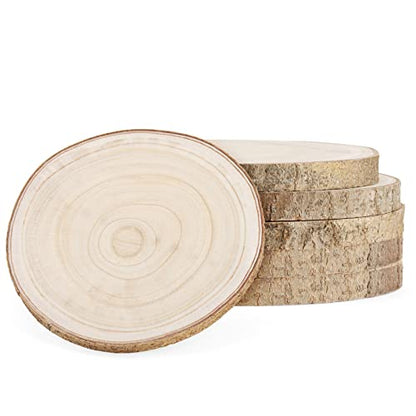 LEXININ 6 Pack 10-11 Inches Natural Wood Slices, 25-28cm Unfinished Wooden Log Slices, Round Large Wood Circles for Weddings, Table Centerpieces,