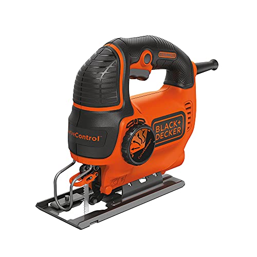 BLACK+DECKER Jig Saw, 5-Amp, 3,000 Blade Speed, 45 Degree Beveled Cuts, ¾-Inch Orbital Blade, 4 Curve Settings, Corded (BDEJS600C) BLACK+DECKER