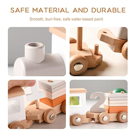 ibwaae Wooden Train Set for Baby Gift Toys with Numbers and Blocks Train Toy 12 PCS for Toddler Boys and Girls 1 2 3 4 5 Brithday Gift ibwaae