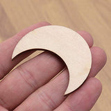 JANOU 20pcs Moon Wood Cutouts DIY Craft Embellishments Gift Unfinished Wood Ornaments Decoration JANOU