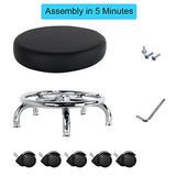 WKWKER Modern Roller Seat PU Leather Low Round Rolling Stool 360° Swivel Small Stool with Universal Caster Wheels Foot Stool for Home Office Garage WKWKER