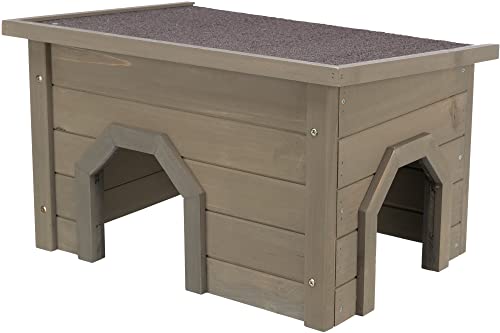 TRIXIE Natura Small Animal House, Rabbit Hideout, Playpen House, Shelter for Rabbits, Bunnies, Guinea Pigs, and Chinchillas, Gray-Green TRIXIE
