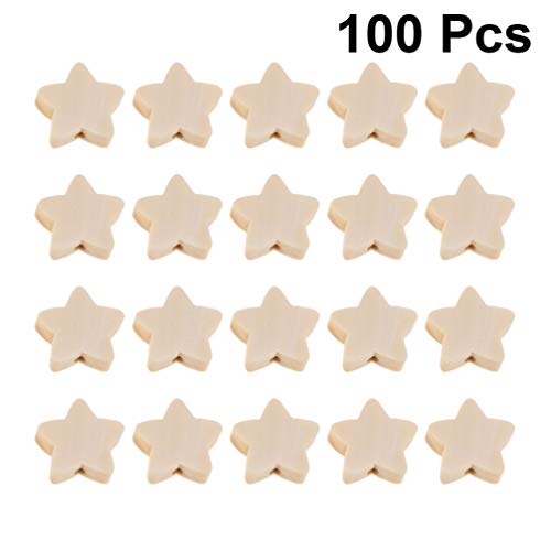 Wood Beads 100pcs Unfinished Wood Stars Beads Wooden Star Beads Natural for Craft Bracelet Necklace Jewelry Making Craft Beads Wooden Beads