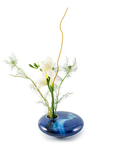 Georgetown Pottery Small Round Ikebana Flower Vase, Blue Wave Georgetown Pottery