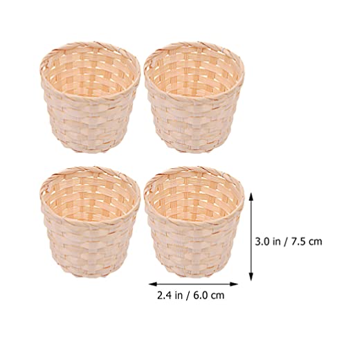 Zerodeko 12 PCS Miniature Artifical Wood Woven Baskets, Mini Woven Baskets Party Favor, Mini Woven Baskets Without Handles for Home Office Table Zerodeko