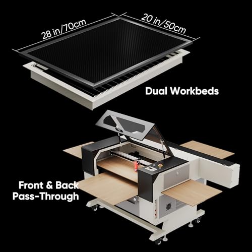 Monport 100W CO2 Laser Engraver＆Water Chiller with Lightburn,20"x28" Laser Engraving Cutting Machine with Autofocus 4 Way Pass Air Assist Wheel - WoodArtSupply