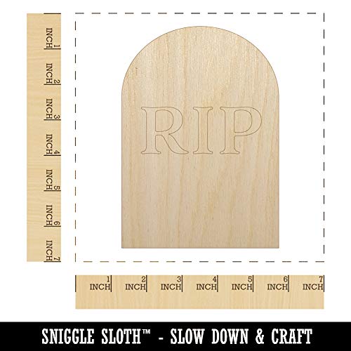 Tombstone RIP Halloween Unfinished Wood Shape Piece Cutout for DIY Craft Projects - 1/8 Inch Thick - 6.25 Inch Size Sniggle Sloth
