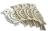 Wooden Birds - Miniature Laser Cut Wood Shapes- Unfinished Natural Wood - 4 Pieces CraftMedley
