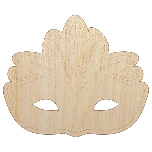 Mardi Gras Venetian Masquerade Mask Unfinished Wood Shape Piece Cutout for DIY Craft Projects - 1/8 Inch Thick - 6.25 Inch Size Sniggle Sloth