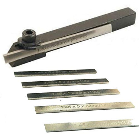 Factory Mini Parting Tool Holder with 6Pcs HSS Blades for Mini Lathes - 10mm Shank Factory