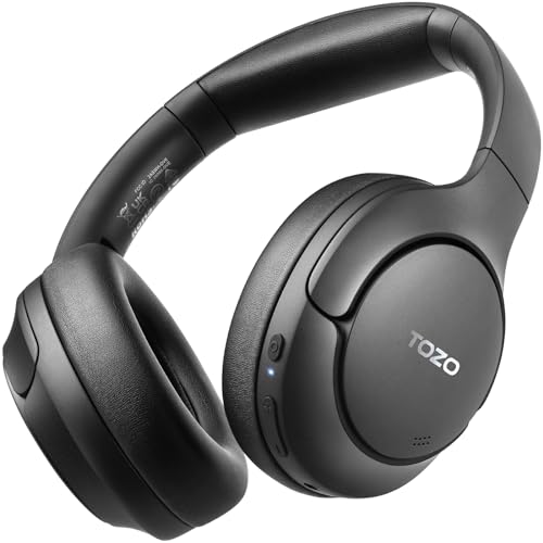 TOZO HT2 Hybrid Active Noise Cancelling Headphones, Wireless Over Ear Bluetooth Headphones, 60H Playtime, Hi-Res Audio Custom EQ via App Deep Bass TOZO