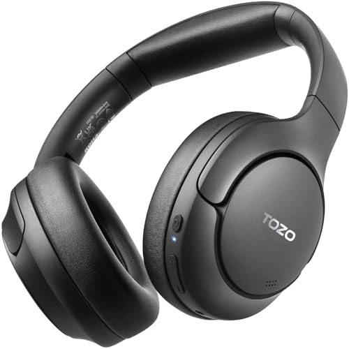 TOZO HT2 Hybrid Active Noise Cancelling Headphones, Wireless Over Ear Bluetooth Headphones, 60H Playtime, Hi-Res Audio Custom EQ via App Deep Bass - WoodArtSupply