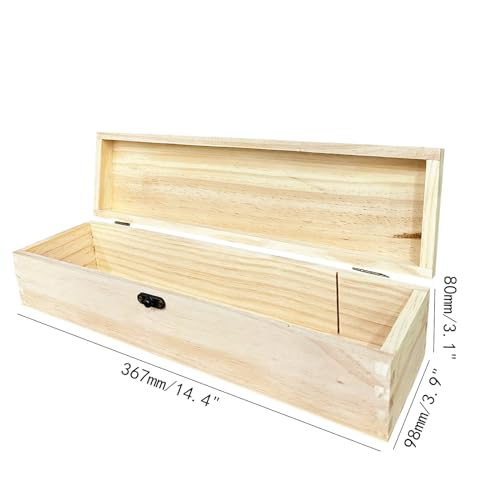 DD-life Unfinished Wood Craft Box Unfinished Wood with Clasp Unpainted Rectangle DIY Artist Tool Brush Storage Case for Crafts,Gift Box, Jewelry Box, DD-life