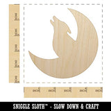 Wolf Howling with Moon Unfinished Wood Shape Piece Cutout for DIY Craft Projects - 1/4 Inch Thick - 4.70 Inch Size Sniggle Sloth