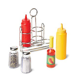 Melissa & Doug Condiments Set (6 pcs) - Play Food, Stainless Steel Caddy Melissa & Doug