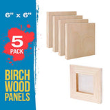 U.S. Art Supply 6" x 6" Birch Wood Paint Pouring Panel Boards, Studio 3/4" Deep Cradle (Pack of 5) - Artist Wooden Wall Canvases - Painting U.S. Art Supply