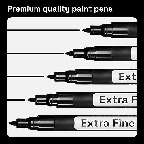 ARTISTRO Black Paint Pens for Rock Painting, Stone, Ceramic, Glass, Wood, Tire, Fabric, Metal, Canvas. Set of 5 Water Based Black Markers for Acrylic ARTISTRO