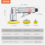 VEVOR Mini Air Sander, 1"/2"/3" Random Orbital Air Sander, 15000r/min High Speed Mini Pneumatic Sander Polisher for Auto Body Work, 58PCS Air Powered VEVOR