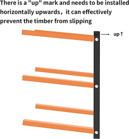 ZWanPing Lumber Storage Rack,Lumber Rack Wall Mount Wood Organizer and Lumber Storage Metal Rack with 3-Level - Indoor & Outdoor Use, 4 Pack - WoodArtSupply