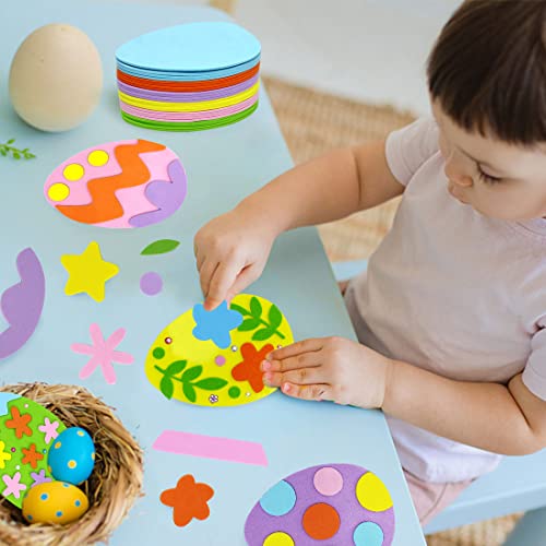 Hifunwu 24 Pcs Foam Easter Eggs for Crafts Easter Foam Crafts Stickers Set with Rhinestones Easter Crafts for Kids Party Favors Supplies - WoodArtSupply