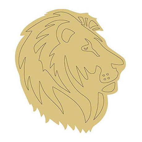 Lion Design by Lines Cutout Unfinished Wood Animal Decor Mascot Coloring Book Door Hanger Everyday MDF Shape Canvas Style 5 Art 1 (24") Diverse Woodworking