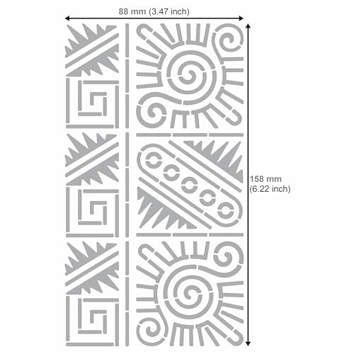 Aleks Melnyk No.433 Metal Stencil, Aztec Stencil Patterns and Symbols, Small Stencil, 1 PC, Template for Wood Burning, Engraving, Crafting, Aleks Melnyk