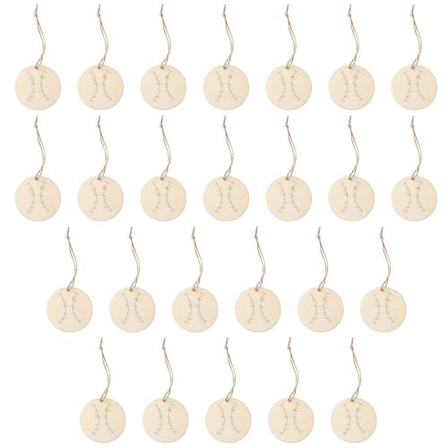 hobbyhub 25Pcs Baseball Wooden Cutouts, 6cm Wood Baseball Shaped Hanging Slices Unfinished Blank Wood Pieces for DIY Crafts,Decoration - WoodArtSupply