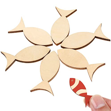 EXCEART 100 Pcs Fish Unfinished Wooden,Unfinished Wooden Fish Cutout,Fish Wood DIY Craft Cutout,Wooden Fish for Crafts,Fish Shapes Model for DIY EXCEART