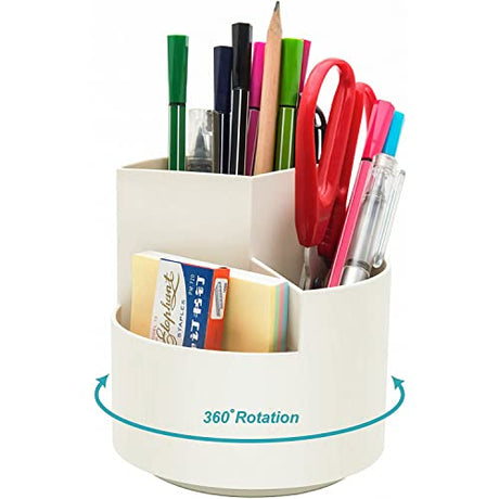 Siveit Desk Pencil Pen Holder, Desk Organizers 3 Slots 360-Degree Rotating Pen Holder for Desktop Storage Stationery Supplies Organizer, Home, Siveit