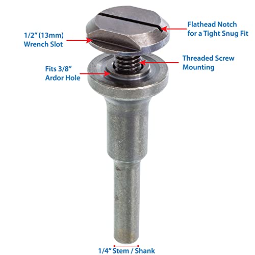TJR© Mounting Mandrel for Cut-Off Wheels - Versatile 3/8-inch Arbor Hole and ¼-inch Stem with Dual Locking Options with Screwdriver and Wrench - Die TJR