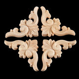 4-Pack Wood Carved Appliques Onlay Decal for Furniture, 6x6cm/2.36"x2.36", Corner Decal for Desk Cabinet Mirror Dresser Drawer Home Decoration MUXSAM