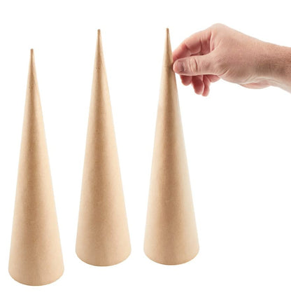 Factory Direct Craft Open Bottom Paper Mache Cones - Pack of 36 Cardboard Papier Mache Cones for DIY Crafts, Gnomes, Holiday Angels, Christmas Trees - WoodArtSupply