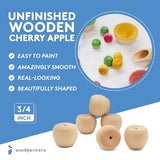 Unfinished Wood Mini Cherry Apple, 3/4 inch, Pack of 50 for Wooden Doll Head and Wood Crafts, by Woodpeckers Woodpeckers