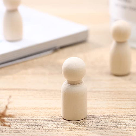 Toyvian Wooden Peg Dolls Unfinished, 1- 1/ 3 inch Wood Peg Dolls, Pack of 40 Wooden People Pegs for DIY Crafting Painting Handicrafts Wooden Peg Toyvian