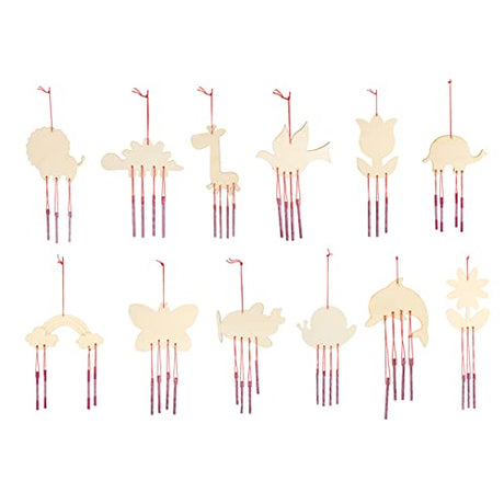 EXCEART 12pcs Decor Kits Ages Accessories Arts Homemade Unfinished Shaped Bell Gifts Garden Animals Indoor Blank Toys Wind Crafts Making Boys EXCEART