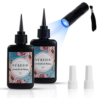 UV Resin Kit with Light-100g UV Resin with UV Flashlight,Crystal Clear Resin Glue for DIY Jewellery Making,UV Resin Kit for DIY Beginners