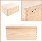 Creative Deco Large Wooden Storage Box with Hinged Lid | 11.8 x 7.87 x 5.51 inches (+-0.5) | Plain Unpainted Gift Box for Shoes Crafts Clothes Creative Deco